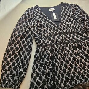 Layered With Love XL Black White Embroidered Flower Links LS Dress NWT 1226